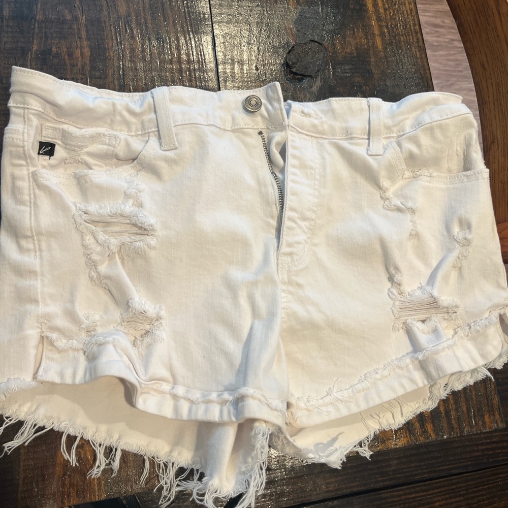 White distressed Kancan shorts